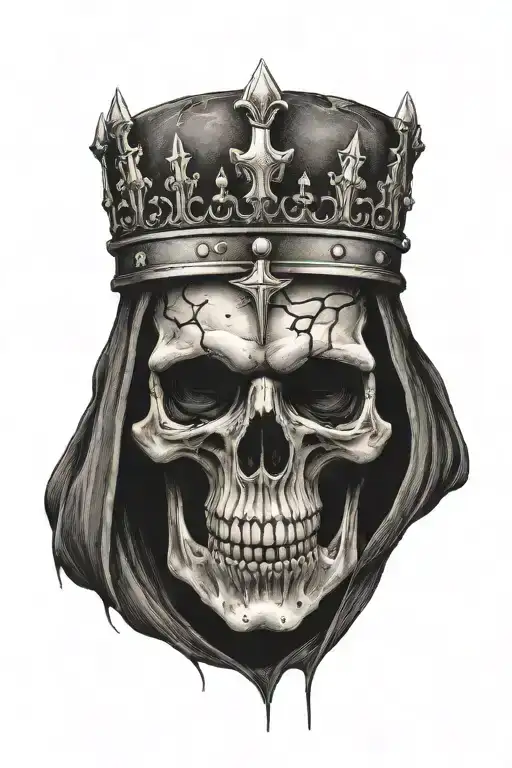 skull with simple crown with crosses tattoo design idea
