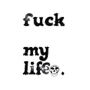 "Fuck my life." Galaxy and skulls representing dark periods tattoo design idea