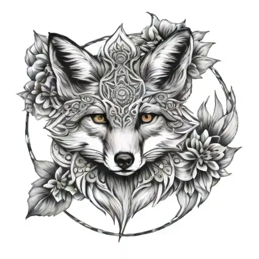 Fox inside Mandala tattoo design idea
