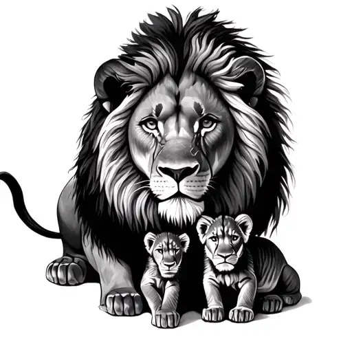 Lion And 2 Cubs tattoo design idea