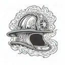 A firefighter helmet engulfed in flames  tattoo design idea