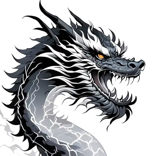 japanese dragon with lightning  tattoo design idea