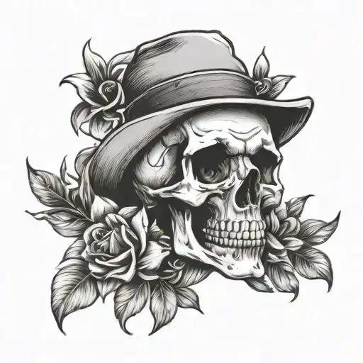 omerta skull with spring tattoo design idea