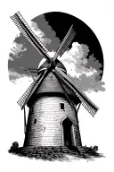windmill dutch style tattoo design idea