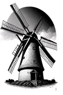 windmill dutch style tattoo design idea