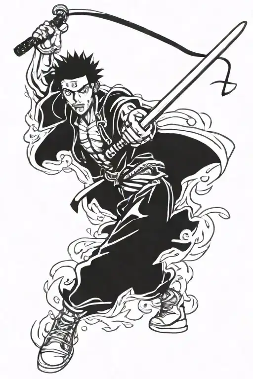 zoro from one piece and levy attack on titan tattoo design idea