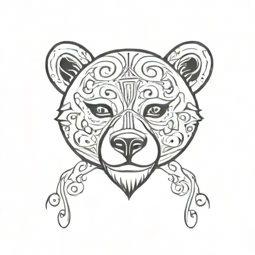 children's carnival bear face mask and signature Ovsyankin tattoo design idea
