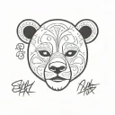 children's carnival bear face mask and signature Ovsyankin tattoo design idea
