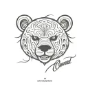 children's carnival bear face mask and signature Ovsyankin tattoo design idea