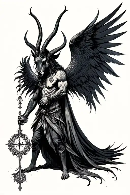 arcangel uriel with capricorn zodiac sign tattoo design idea