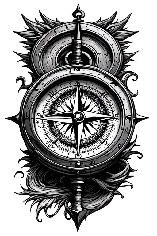 nautical compass tattoo design idea