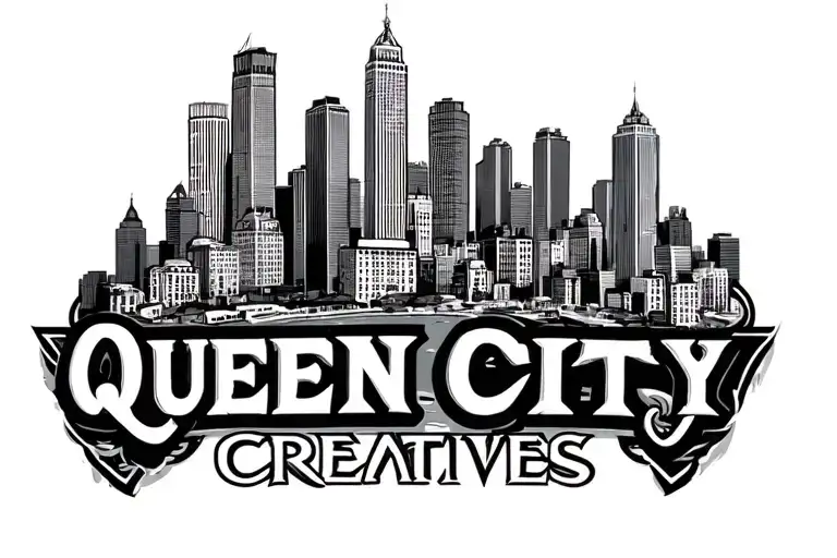 Queen City Creatives logo city scape tattoo design idea