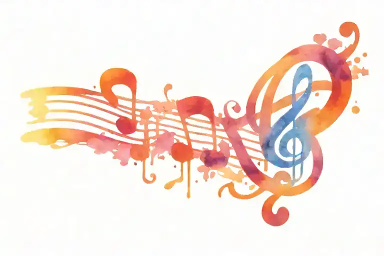 8 heart rate beat with heart shaped g clef and bass clef tattoo design idea