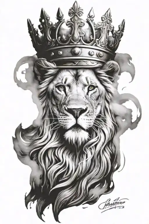 lion with scar and crown  tattoo design idea