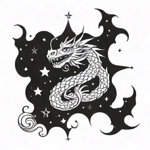 dragon and starry sky tattoo design idea
