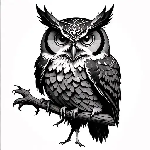 Gothic Owl tattoo design idea