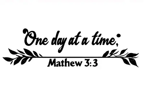 "One day at a time 
Matthew 6:3" tattoo design idea
