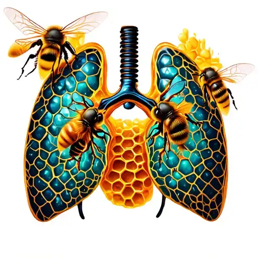 honey comb lungs with bees  tattoo design idea