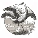 japanese crane in flight within its tattoo design idea