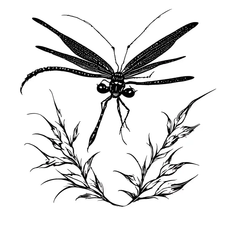 dragonfly landing tattoo design idea
