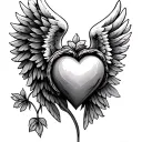 wings wrapped, bean sprouting, heart symbolizing love tattoo design idea