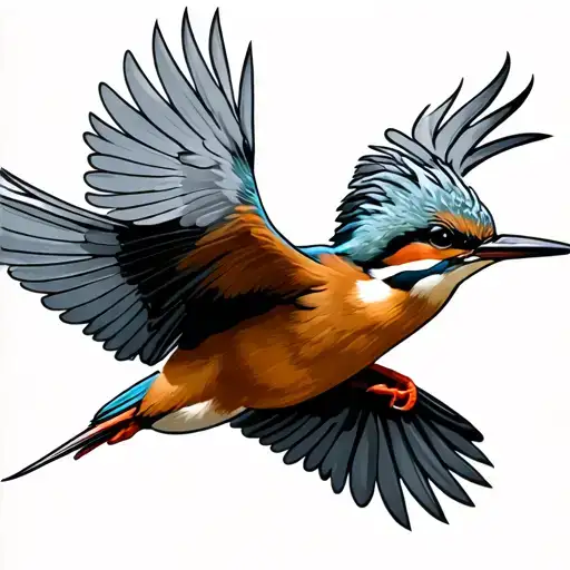 kingfisher flying tattoo design idea