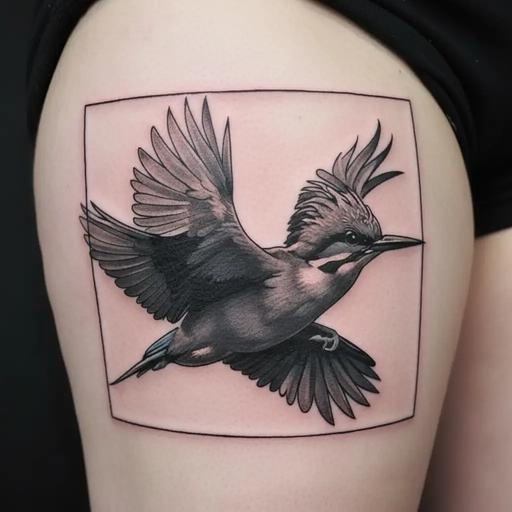 kingfisher flying tattoo design idea