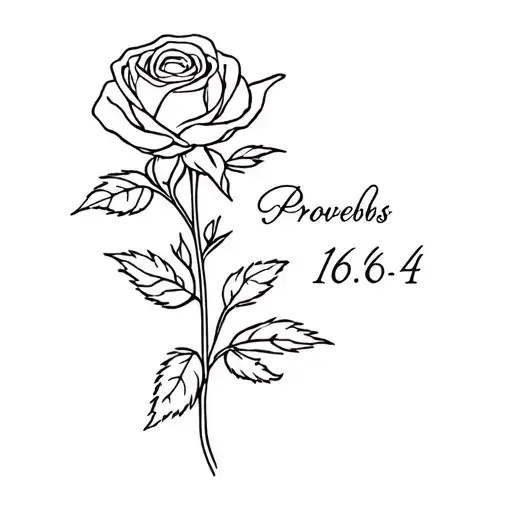 rose bouquet with the stem saying proverbs 16:4 tattoo design idea