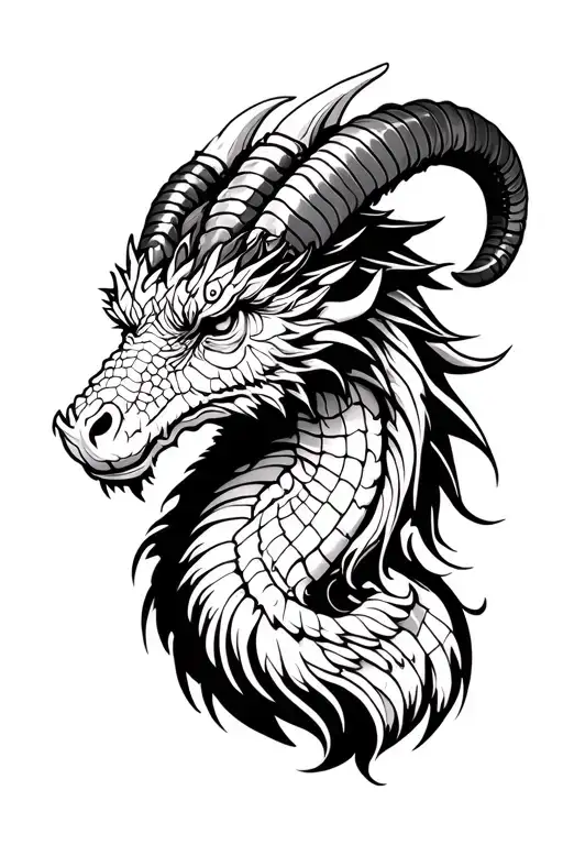 ram head on dragon tattoo tattoo design idea