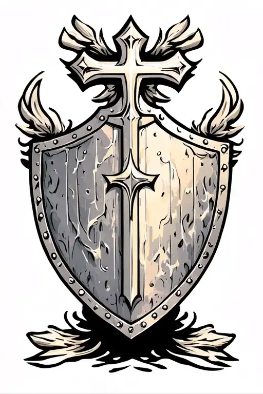 crusader. shield. cross. tattoo design idea