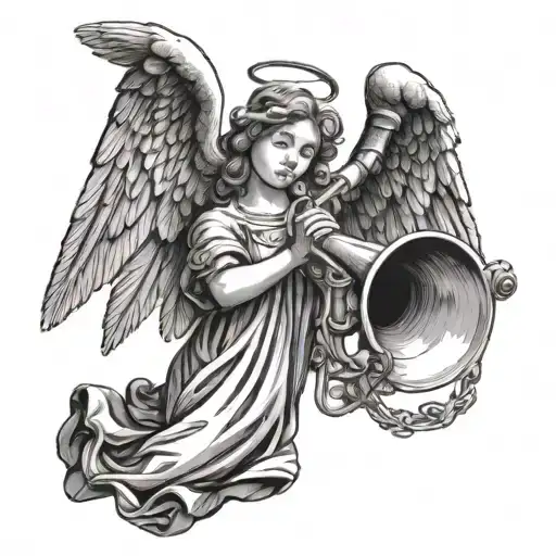 angel with trumpet  tattoo design idea