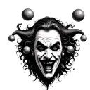 Evil Jester juggling faces tattoo design idea