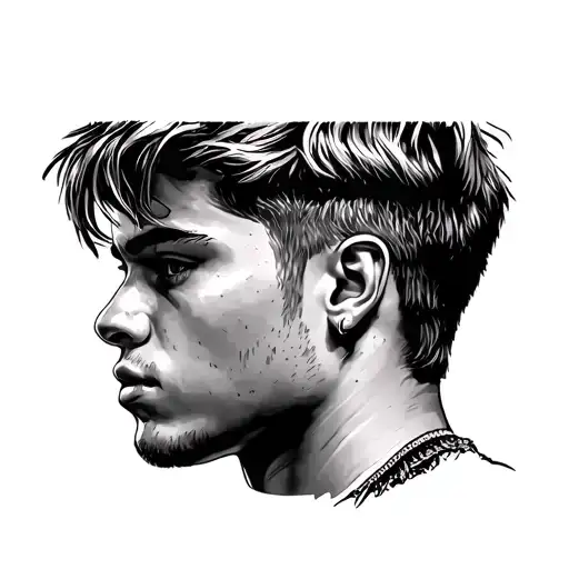 Oneline Justin Bieber side profile tattoo design idea