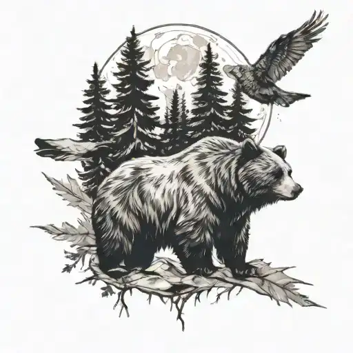 bear scratch marks and in the scratch marks i want feathers and pine trees and a bear and mountins and the moon   tattoo design idea