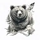 bear scratch marks and in the scratch marks i want feathers and pine trees and a bear and mountins and the moon   tattoo design idea