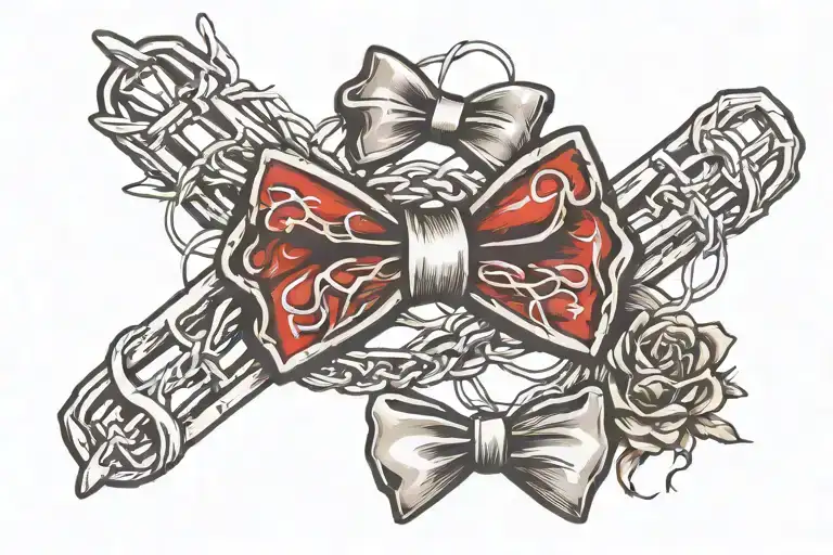 Chevy bowtie and barbwire tattoo design idea