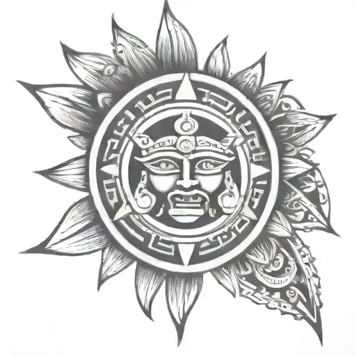 aztec sun tattoo design idea