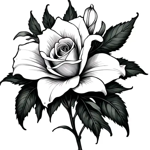 easter lily and white rose intertwined tattoo design idea