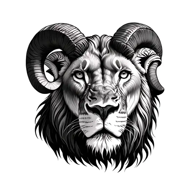 lioness and aries ram tattoo design idea