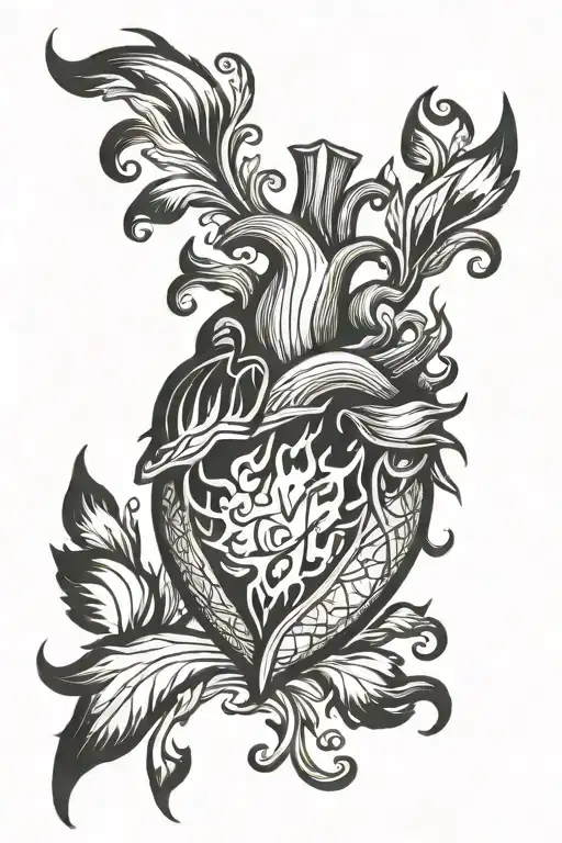 Heart on fire for Emeline tattoo design idea