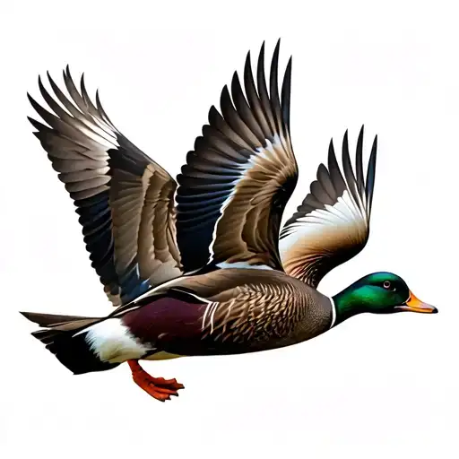 flying ducks with cedar trees tattoo design idea