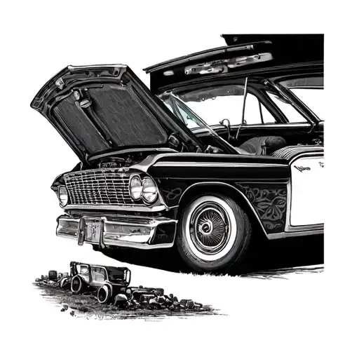 1959 ford fairlane side tattoo design idea