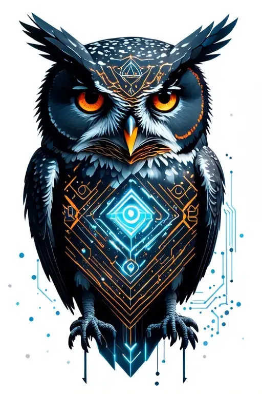 snowy owl and crow  tattoo design idea