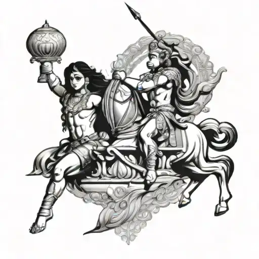 Mahabharat inthe middle bow tattoo design idea