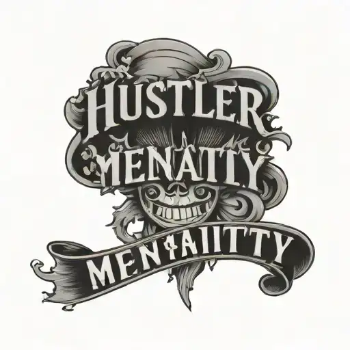 hustler mentality text tattoo tattoo design idea