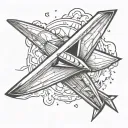 paper airplane flying another dimension being entered tattoo design idea
