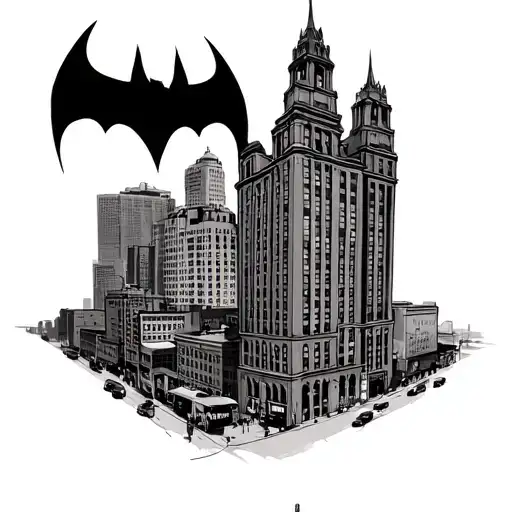 Nashville TN batman building view tattoo design idea