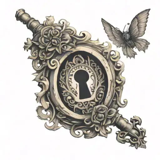 A tattoo of a keyhole with intricate designs inside, symbolizing unlocking the past and overcoming sexual assault tattoo design idea