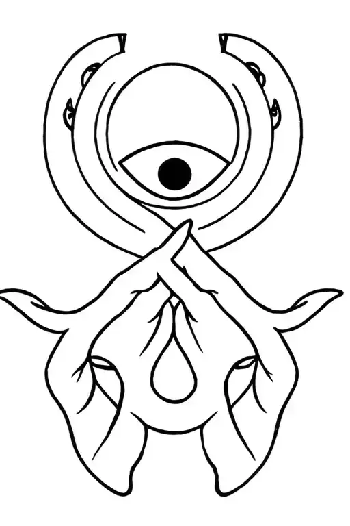 Cloverleaf with horseshoe with EVIL EYE with hong boa red envelope with fingers crossed and sparkles tattoo design idea