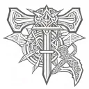 Indian tomahawk with anchor intertwined tattoo design idea